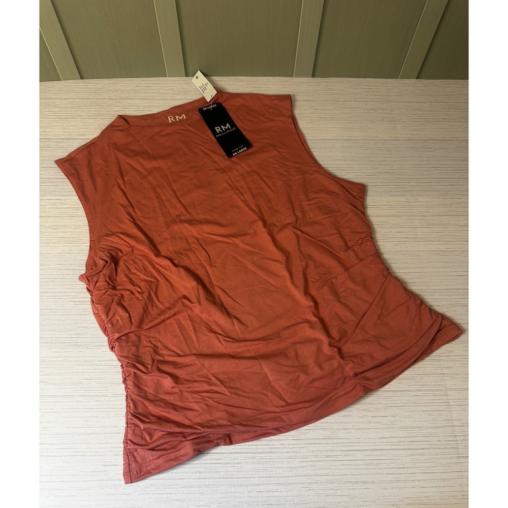 Rebecca Minkoff Pink Ruched Side Sleeveless Tank Top XXL 7RMD7197A New